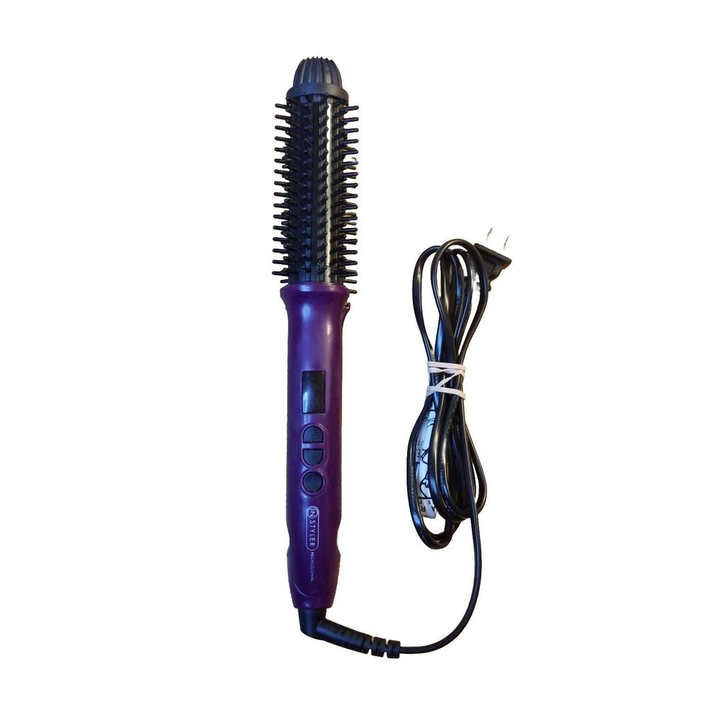 Instyler Professional Heated Round Brush Flat Iron Straightener Purple Freestyle